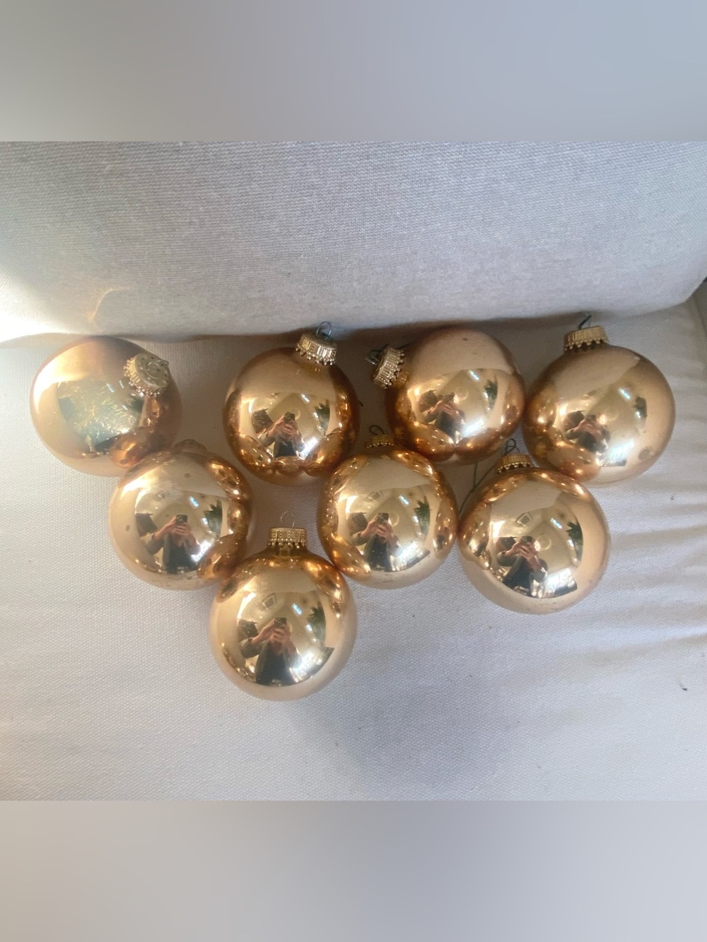 Vintage Christmas by Krebs Gold Glass Ball Ornaments - Set of 7 3”